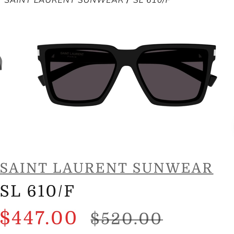 Saint Laurent Sl610/F Black Sunglasses/ Unisex